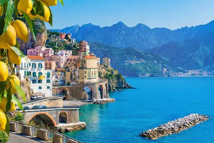 view of the amalfi coast with lemons