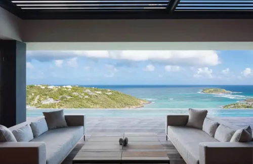 Panoramic terrace in villa in St Barth