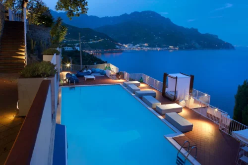 Infinite pool overlooking the sea in Amalfi Coast