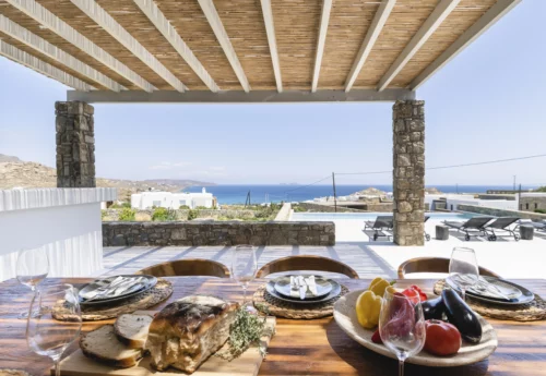 Dining room in private villa in Mykonos