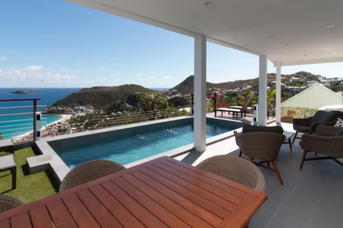 Panoramic terrace in villa in St Barth