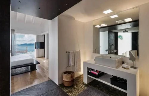 Luxury bathroom in private villa in St Barth