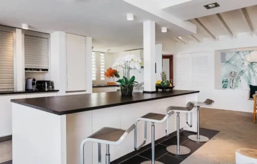 Luxury kitchen in villa in St Barth