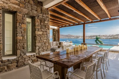 Dining room in private villa in Mykonos