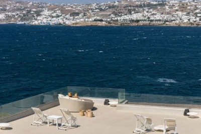 Panoramic terrace in villa in Mykonos