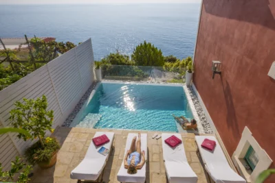 Infinity pool with ocean view in Villa in Praiano